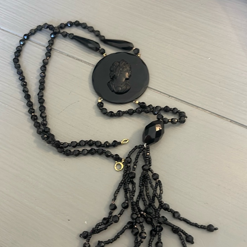 Black cameo style necklace